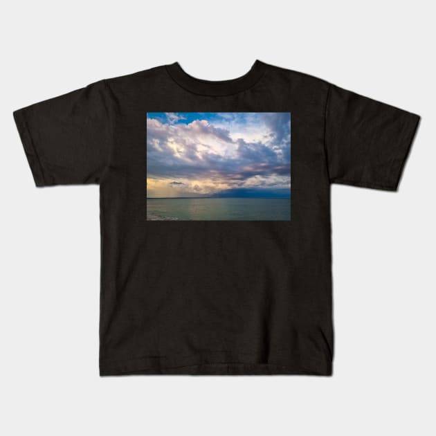 Cloudy Sky Over the Sea Kids T-Shirt by Anastasia-03